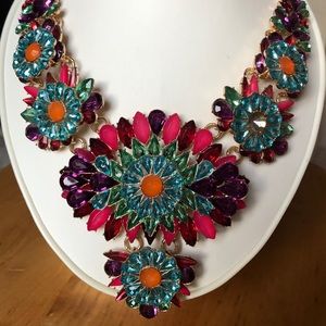 Gemstone Statement Necklace and Matching Earrings